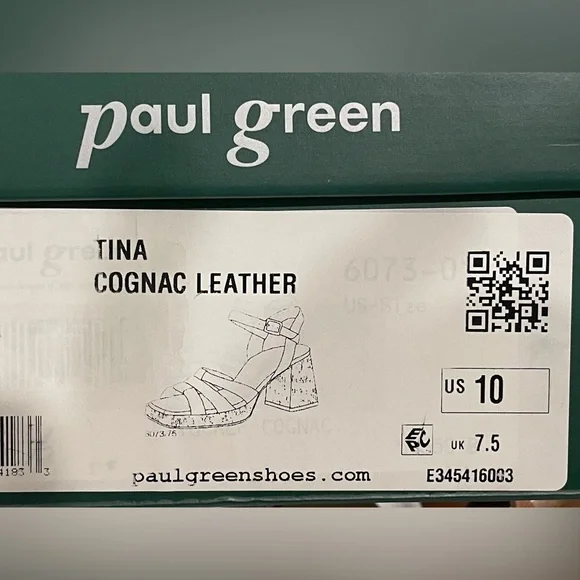 Paul Green Tina Cognac Leather Cork Block Heel Sandals Ankle Strap Sz 10 BNWB - Picture 10 of 11